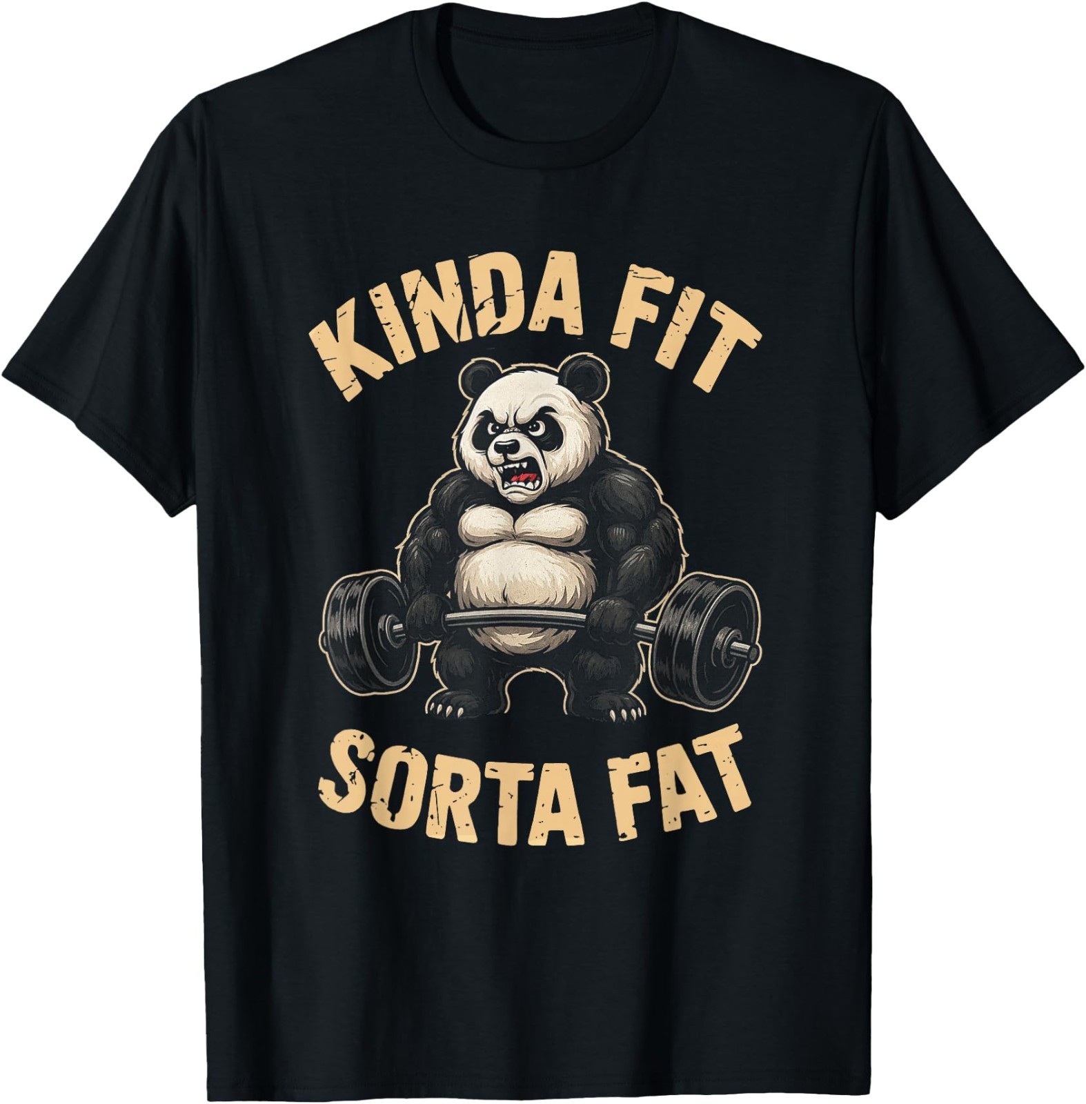 Kinda Fit Sorta Fat Funny Gym Panda Weightlifting Workout T-Shirt