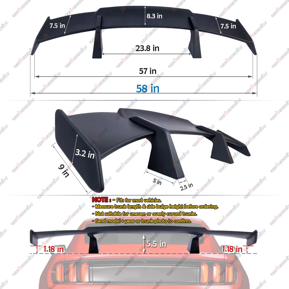 Alerón trasero negro mate para Mazda 3 Sedán 58" PRO Racing GT Foto 4 de 4