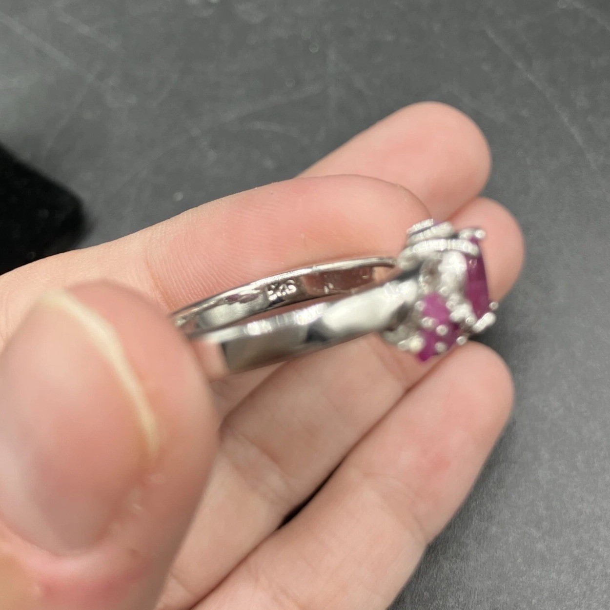 Sterling Silver 925 Natural Red Ruby Oval Cluster… - image 5