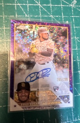 2023 Topps Chrome - Rookie Autographs Eguy Rosario #RA-ER Purple Speckle...