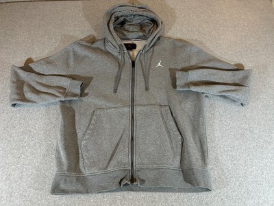 Jordan Hoodie Mens Large Gray Full Zip Fleece Jacket Sweatshirt Jumpman Nike