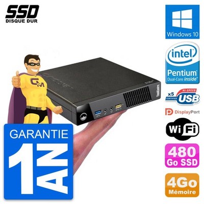 Ultra Mini PC Lenovo M73 Tiny USFF G3250T 8Go RAM 500Go SSD Windows 7 Wifi