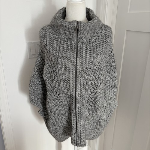Anthropologie Elsamanda Alpaca Blend Chunky Knit Zip Cardigan Italy One Size*P31