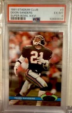 Topps 1991 Stadium Club Deion Sanders Super Bowl XXVI #3 PSA 6 Atlanta Falcons