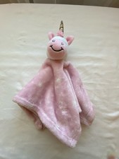 HB Pink Unicorn Stars Lovey Security Blanket Plush Pink White Gold Soft Lovie