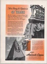 1940 Ad * Home Life Insurance Building New York Roof Copper Cresting Bronze