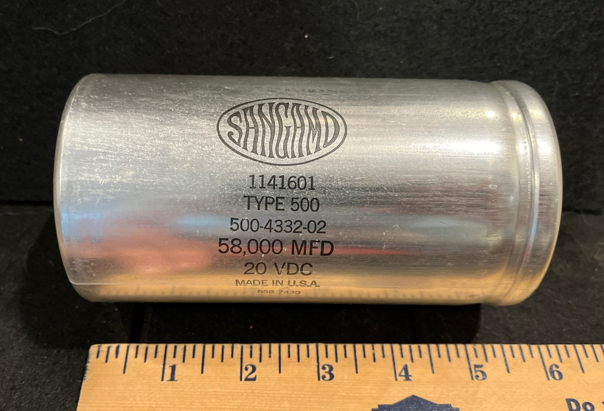 SANGAMO Electrolytic Capacitor 58,000 MFD 20 VDC USA Type 500 1141601 screw  term