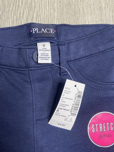 The Children Place Straight Leg Stretch Fabric Pants Girls Size 8 Blue NWT - Picture 3 of 4