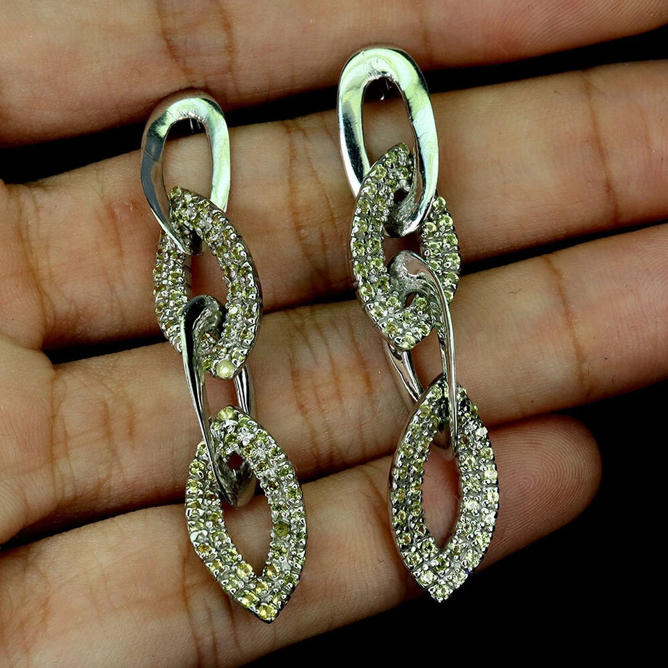 Orecchini In Argento Sterling 925 Con Zaffiro E Gemma A Taglio Diamante - Immagine 2 di 4