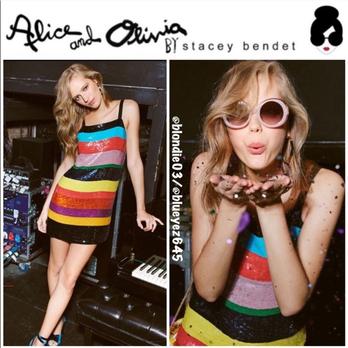 Alice Olivia Bridget Striped Sequin Slipdress