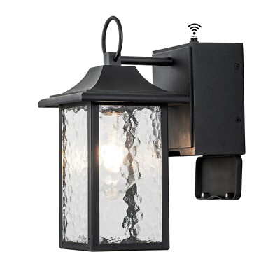 FTL Dusk to Dawn Porch Light with GFCI Outlet,Black Outdoor Wall Light Fixtures