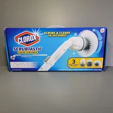 Clorox Deluxe Scrubtastic Power Scrubber 39" Reach 3 Brush Heads Rechargeable 