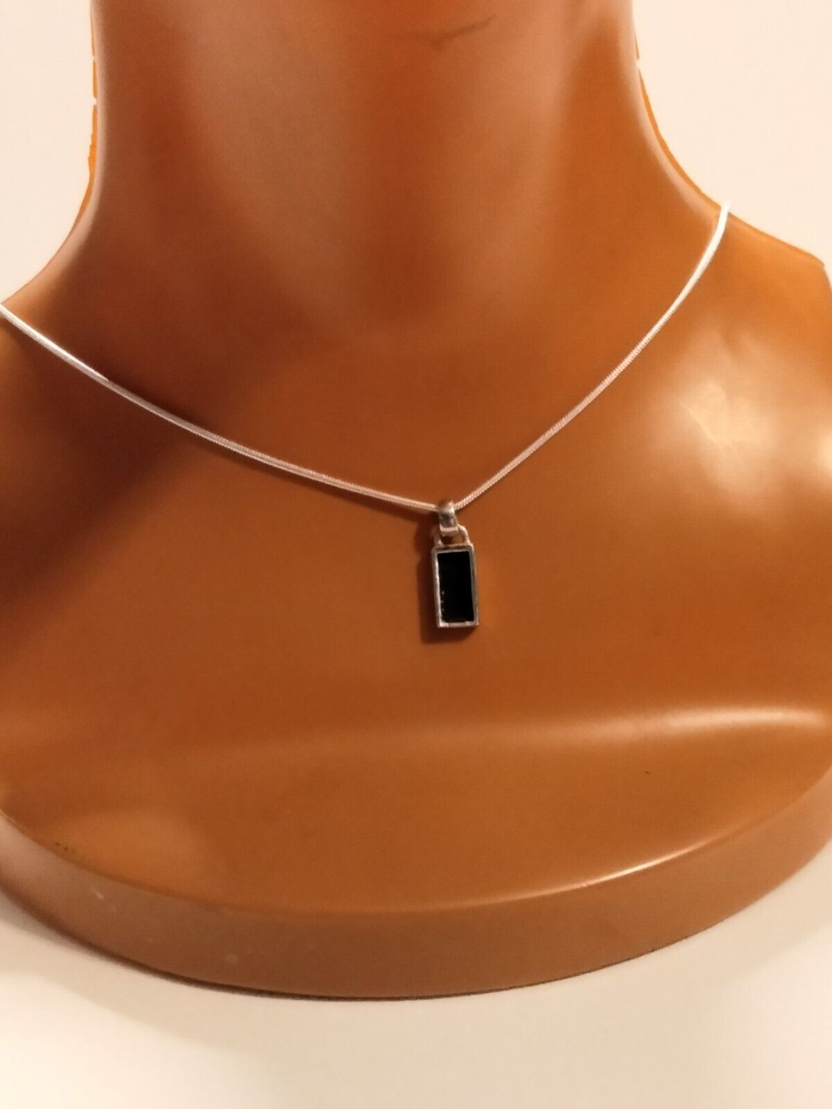 Silver Sterling Chain With Small Onyx  Stone - image 4
