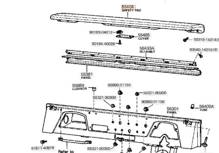 TOYOTA Genuine LAND CRUISER 1972-84 Upper Safety Dash Pad 55404-90301 JDM Japan - Image 2 of 4