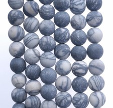 8MM MATTE ZEBRA JASPER GEMSTONE ROUND LOOSE BEADS 15"