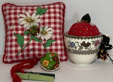 Spode Chinese Rose Sewing Apple Pin Cushion Ring Tea Cup Pillow Handmade 28