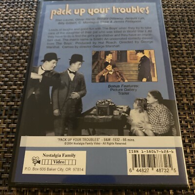 Laurel & Hardy: Pack Up Your Troubles 1932 Feature Film DVD VG