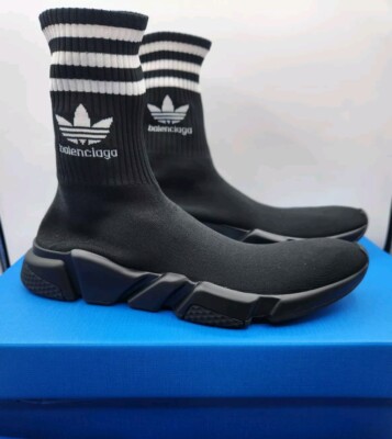 Balenciaga x Adidas Speed Knit Sock Men's Black Sneakers EU42 US9