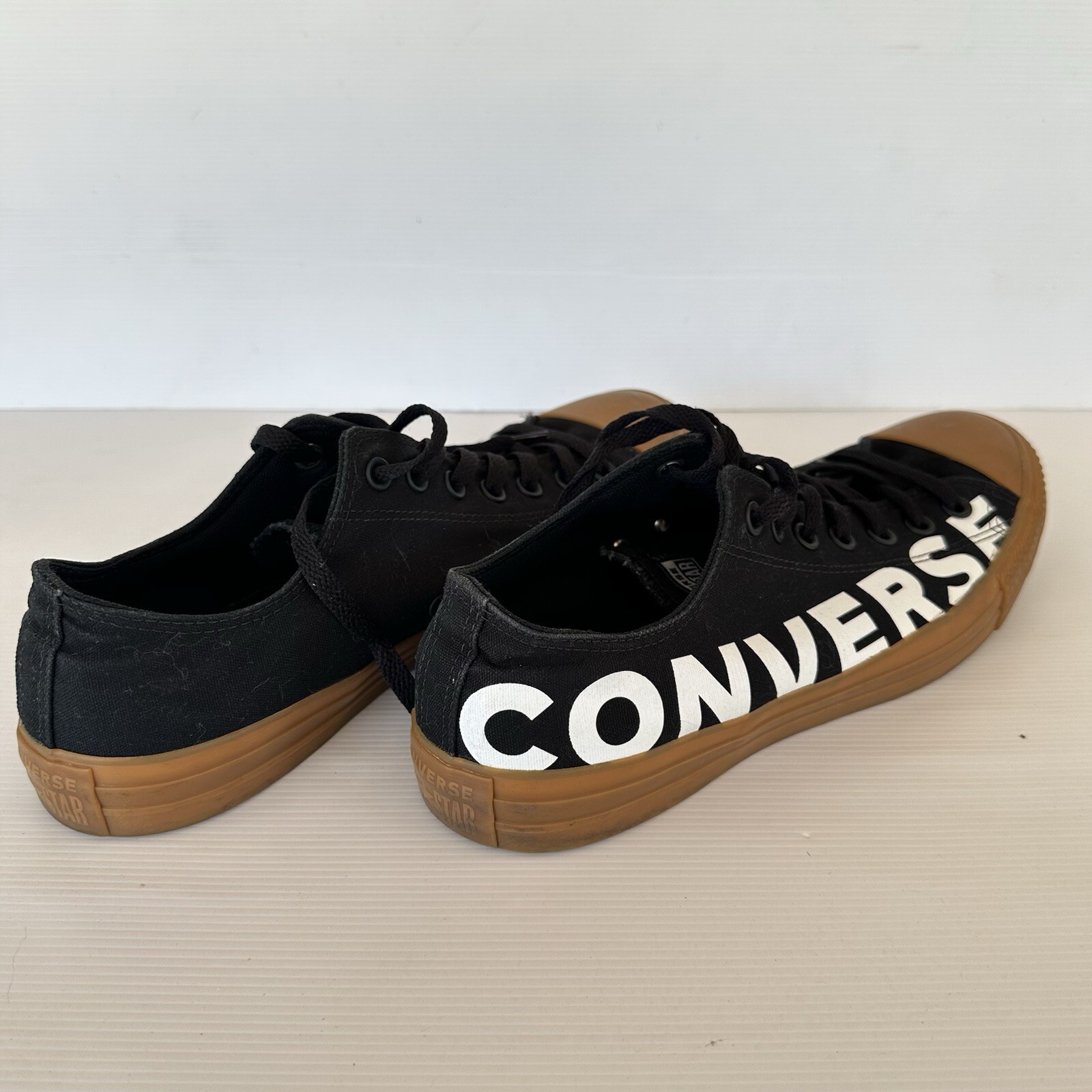 Converse Black White Gum Honey Low Top Sneakers Unisex Sizes Men 11 Women 13