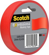 Scotch Expressions Masking Tape, 1-Inch x 20-Yards, Primary Red, 6-Rolls/Pack