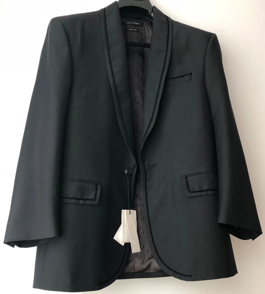 Nova Jaqueta Marc Jacobs $1400 Preta Smoking Blazer de Lã/Mohair Masculina Itália UE48/EUA38 - Imagem 3 de 4