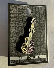 Hard Rock Café Original Collectible 3D Guitar Purple Oslo Norway Pin New Mint
