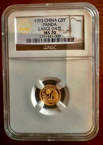 1993 China Panda 1/20 Oz Gold 5Y Large Date NGC MS70 MS 70