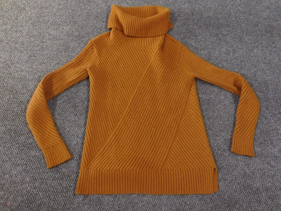 Suéter Ann Taylor XS Marrón Lana Alpaca Cuello Tortuga Tejido Elástico Nylon Geométrico Foto 2 de 4