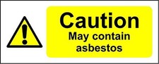 Warning contains asbestos sign 