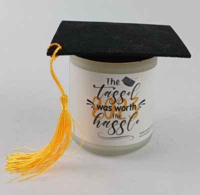 THE TASSLE WAS WORTH THE HASSLE CANDLE WITH CAP TOP RELAX AND UNWIND 7 OZ