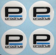 ALLOY WHEEL PFF7 PRODRIVE DOMED RESIN CENTRE CAP STICKERS X4 WHITE BLACK 45mm