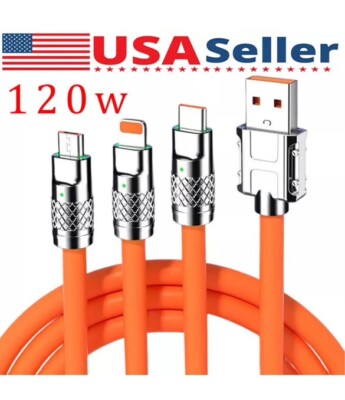 3in1 Multi USB Fast Charger Charging Cable Cord For Type C Android Micro iPhone