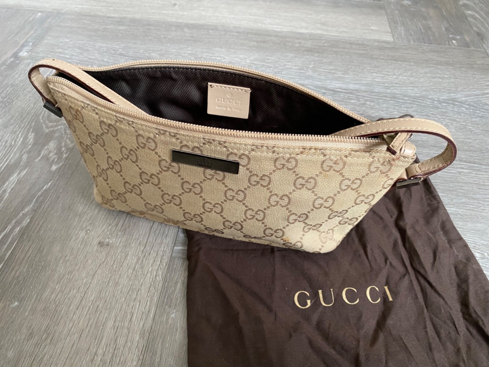 Borsa pochette Gucci gg monogram beige crema