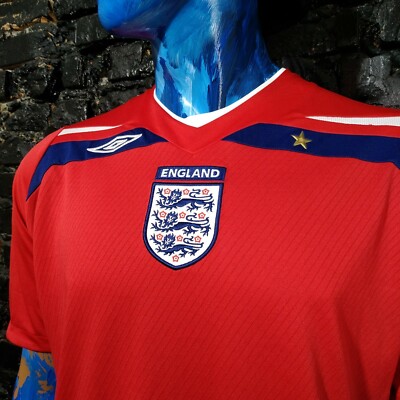 Maillot De Foot Vintage Umbro Angleterre Extérieur - Rouge - Taille S - 2008-2010