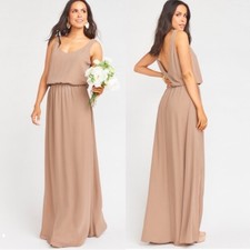 Show Me Your MuMu Kendall Maxi Dress Size XXS Womens Dune Brown Chiffon Low Back