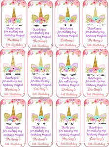 unicorn 12 party tags with silk ribbon personalized ebay