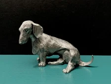 Pewter Dachshund Doxie Doxy Dackel Wired Long Haired Puppy Dog Animal Figurine
