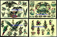 Bundle Of FOUR VINTAGE Colored TATTOO Flash Badlands Tattoo Oakland CA Prints