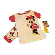 Disney Girls Minnie Mouse Pajamas PJs Graphic 2 Piece Set Top Pants Sz 4T NWT