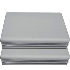 Queen Flat Sheets Only 2 Pack Ultrasoft Brushed 1800 Microfiber Wrinkle Res Grey