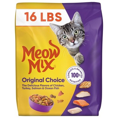 Meow Mix Original Choice Dry Cat Food - Chicken Turkey Salmon Ocean Fish 16 lb B