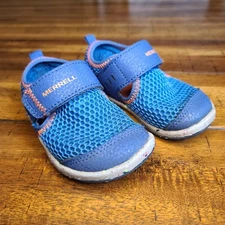 Merrell Bare Steps H20 Sneaker Water Shoe Blue Orange Size 5M Toddler