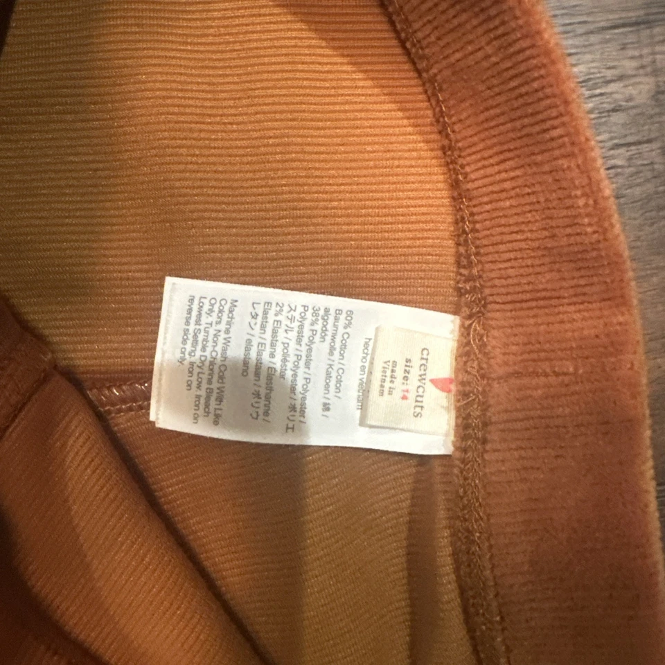 Pantalones de pana para niñas J.Crew talla 14 color ámbar tostado caqui cortes crew elásticos preppy Foto 4 de 4