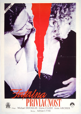 FATAL ATTRACTION Original YU movie poster 1987 MICHAEL DOUGLAS GLENN CLOSE LYNE