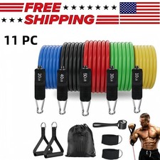 11 PCS Resistance Band Set Yoga Pilates Exercise Fitness Workout Bands US STOCK
