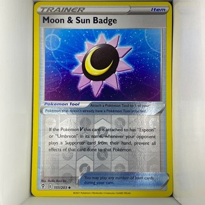 Moon & Sun Badge 151/203 E Uncommon Reverse Holo English