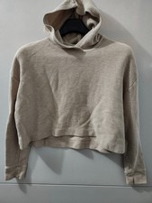 Athleta Sweatshirt Womens XS Beige Coaster Waffle Crop Hoodie Boxy Stretch Heavy