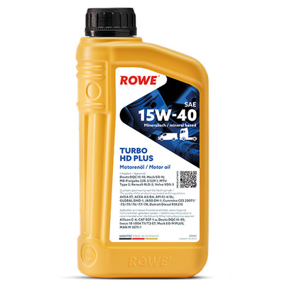 15W-40 Motorenöl ROWE HIGHTEC TURBO HD PLUS 1L für MB228.3 Deutz Volvo Iveco