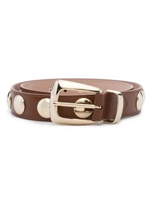 Khaite Benny Belt Classic dark brown Leather Belt with Gold Buckle 85 KHAITE Benny Belt in Dark Brown | FWRD main image 2