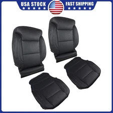 DRIVER PASSENGER BOTTOM TOP LEATHER SEAT COVER BLK FIT 15-19 SILVERADO 1500 2500